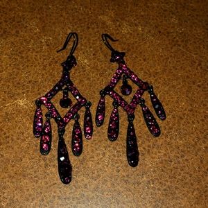 Vintage Rhinestone Victorian Gothic style Dangle earrings 2 1/2  costume…
